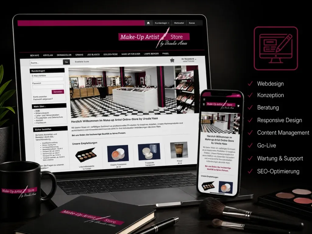 Referenzen: Online-Shop für Make-Up Artist Store by Ursula Haas