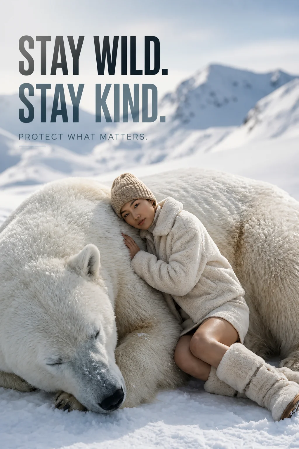 Voith Marketing Klingenberg-Werbekampagne-People-Woman-Eisbear-Stay-Wild